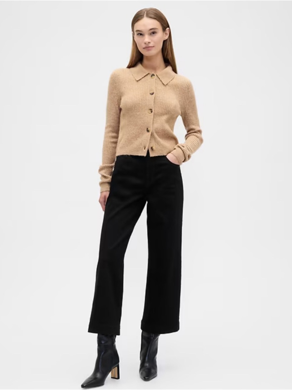 GAP High-Rise Wide-Leg Crop Pants — Black Size 10